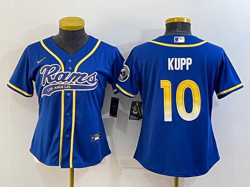 Women's Los Angeles Rams #10 Cooper Kupp Royal With Patch Cool Base Stitched Baseball Jersey,We sell and wholesale Women's Los Angeles Rams #10 Cooper Kupp Royal With Patch Cool Base Stitched Baseball Jersey on line form chian!